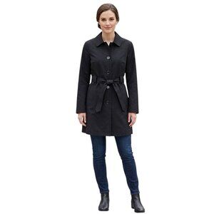 FOG by London Fog Black Belted Trench Coat Women’s Small Single-Breasted Rain